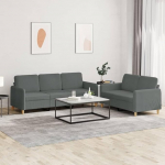 LAPOOH 3202119 2-Piece Sofa Set with Cushions Dark Grey Fabric, Lounge Sofa, Sofas & Couches, Relax Sofa, Couch for Living Room, Couch with Sleep Function