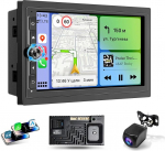 7 Zoll Double DIN Autoradio mit Wireless CarPlay & Android Auto, Touch Carplay Auto Display mit R&uuml;ckfahrkamera, GPS navigatsioon, Mirror Link, Sprachsteuerung, AUX/AM/FM/RDS