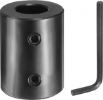 sourcing map Wellenkupplung, 1,9 cm Bohrung, 3,8 cm Au&szlig;endurchmesser, 5,1 cm L&auml;nge, schwarzer, oxidierter Stahl, starre Kupplung mit Sechskantschl&uuml;ssel f&uuml;r 3D-Drucker, Motorrad (2 Schrauben pro St&uuml;ck)