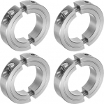 QUARKZMAN Pack of 4 Double Split Clamping Ring Shaft 1-1/4 Inch Bore Two Piece Clamping Ring, 2-1/16 Inch Outer Diameter, 1/2 Inch Thickness, 304 Stainless Steel Axle Clamping Ring, Screw Style