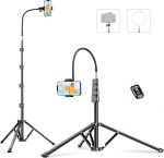 Victiv 224 cm k&otilde;rge mobiiltelefoni statiiv, raske paindlik &uuml;lalpool olev statiiv kaamerale 35 cm reguleeritava sulekaelaga, alumiiniumist kaameratelefoni statiiv Canon DSLR & iPhone17 16 15 Pro Max Min, Samsungi jaoks