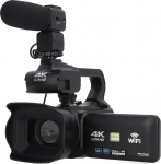 Vbestlife 4K Ultra HD videokaamera videokaamera, 18x digitaalne zoom, 3,0-tolline IPS puuteekraan, WiFi 2.4G Vlogimise videoregister koos mikrofoni, k&auml;estabilisaatori ja kaugjuhtimispuldiga