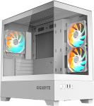 GIGABYTE C201 Panoramic Ice arvutikapp - Mid-Tower, m-ATX, toetus 360 mm radiaatorile, 3 eelpaigaldatud ventilaatorit, USB 3.0, toetab RGB Fusion'i kasutamist