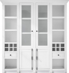 GuenstigEinrichten Buffet Cabinet Country House Style Hooge in Pine White Country House Display Cabinet with Wine Rack 194 x 207 cm