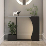 Console Table aus Neuseelandkiefer, Schmaler Konsolentisch f&uuml;r Eingang, Wohnzimmer und Foyer, Asymmetrisches Design(Black,120cm/47.2in)