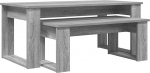 Couchtisch Set 2-teilig Grau Holzwerkstoff mit rechteckigem Design, modernes Kaffeetisch Set 2 St&uuml;ck Grau Holzwerkstoff f&uuml;r das Wohnzimmer