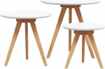Rundes Couchtisch-Set aus Walnuss 3 St&uuml;ck Braun Massivholz mit Nesting-Design