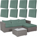 Malloom Stretch-Terrassenkissenbezug, Outdoor-Kissen, Schonbez&uuml;ge, Couchbez&uuml;ge, Ersatz-Sofakissen, dicker Jacquard-Struktur-Twill-Stoff, Terrassenm&ouml;bel, 8 St&uuml;ck (gr&uuml;n)