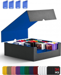 ZLCA Trading Card Storage Box, Commander Card Deck Case mahutab 2400+ kaarti, MTG Deck Box 4 pistikutega, Magic Card Organiser for TCG PTCG Cards (Black & Blue)