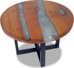 Homgoday Teak Resin Coffee Table, 60 cm, Side Table, Couch Tea Accent Sofa Table for Living Room, Guest Reception, Bedroom and Office