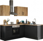 Turin L nurgak&ouml;&ouml;k 210 x 211 x 60 cm, must - ilma k&ouml;&ouml;giseadmeteta - kaasaegne, ruumikas k&ouml;&ouml;k k&auml;sit&ouml;&ouml;nduslikus tammepuidust v&auml;limuses, kus on palju panipaiku