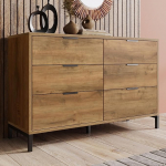 120 cm 6 sahtliga kapp elutuppa, magamistuppa, metallraamiga kapp, reguleeritava k&otilde;rgusega, puidust k&uuml;ljepink (tume tamm)