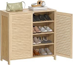 HOMCOM Bambusest jalatsikapp 14 paari kingadele, jalatsikapp pimedate ustega ja reguleeritavate riiulitega, hoium&ouml;&ouml;bel esikusse, esikusse, garderoobi, 80 x 35 x 80 cm, 80 x 35 x 80 cm.