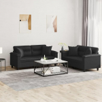 3202372 2-osaline diivanikomplekt koos padjadega mustast kunstnahast, Lounge diivan, diivanid ja diivanid, l&otilde;&otilde;gastav diivan, diivan elutuppa, diivan koos