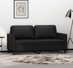 Chaduof 359333 2-Seater Sofa Black 140 cm Faux Leather, Sofas & Couches, Sofa Living Room, Sofa for Teenager's Room, Relax Sofa, Sofa for Bedroom, Upholstered Sofa