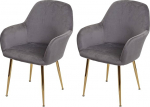Mendler HWC-F18 2 s&ouml;&ouml;gitooli komplekt K&ouml;&ouml;gitoolid Retro disain Velvet Hall Kuldsed jalad