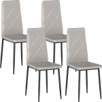 HOMCOM 4 Pack S&ouml;&ouml;gitoolid Modernsed k&ouml;&ouml;gitoolid Polsterdatud kunstnahast k&otilde;rge seljatugi polsterdatud iste terasest jalad Hall