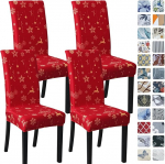 SPRINGRICO j&otilde;ulud toolikatted s&ouml;&ouml;gitoa jaoks 4 komplekti, Stretch s&ouml;&ouml;gitooli kate, k&ouml;&ouml;k Parsons Chair Slipcovers, eemaldatavad istmekatted kodu kaunistamiseks ja peoks (4 Pack, Style4 Xmas)