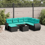 PE Rattan Gartensofa Gruppe Outdoor Sofagarnitur mit Polsterkissen 8-teiliges Gartensofa-Set mit Kissen Gartenm&ouml;bel Set Polyrattan schwarz modulares Gartensofa Set