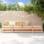 Modulares Gartensofa Kiefernholz als Garten-Ecksofa aus Massivholz Kiefer f&uuml;r die Terrasse mit massivem Kiefer Gartenm&ouml;bel Set in Latten-Design 4-TLG.