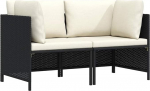 Modulares Ecksofa Poly Rattan mit Kissen f&uuml;r Garten Lounge Set, Ecksofa mit abnehmbaren Kissen als modulares Gartensofa in Grau