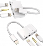 zoyuzan Lightning 3,5 mm k&otilde;rvaklappide jaotur 3 in 1 (2 Pack) iPhone AUX adapter laadija Audio Jack kaabel Apple 11 12 13 14 Pro Max Mini X 7 8plus iPad k&otilde;rvaklappide konverteri kaabel