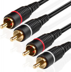 2RCA Stereo Audiokaabel (15 jalga) - Dual RCA Plug M/M 2 Channel (Right and Left) Gold Plated Dual Shielded RCA to RCA Male Connectors Black