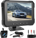 Hikity tagurduskaamera kaabel 5-tolline autokomplekt koos tagumise kaamera p&ouml;&ouml;ratava 360&deg; 1080P &ouml;&ouml;vaatega IP68 veekindel + tagurdusliin veoautodele, haagistele, matkaautodele, bussidele, haagissuvilatele, kaubikutele 12V-24V