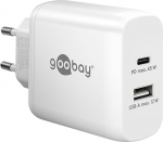 Goobay 65412 Dual Charger 45 W / USB-C & USB-A kiirlaadija Power Delivery / laadimisallikas 2 USB pordiga / laadija mobiiltelefonile, iPadile, tahvelarvutile jne.