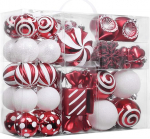 Valery Madelyn j&otilde;ulukaunistuste komplekt, 108ct Candy Cane Red and White Shatterproof Christmas Tree Ornaments Ball Ornaments Bulk Decorative Hanging Ornaments for Christmas Trees, Holiday,