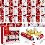 JOYIN Pack of 12 Christmas Crackers (10 tolli) Punased ja valged peolaua lemmikud koos p&uuml;hade pidutarvikutega, j&otilde;ulupidude, &otilde;htus&ouml;&ouml;kide ja p&uuml;hade ajal.