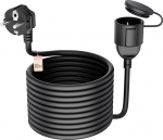 Pikenduskaabel IP44 10 m veekindel ja must - Schuko pistikupesa ja kaitsekattega v&auml;litingimustes kasutamiseks aias, telkimisel, p&otilde;llumajanduses - vastupidav PVC-kaabel (3000W) vihma ja tolmu vastu.