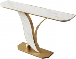 Kitsas konsoollaud marmorist lauaplaadiga, konsoollaud, metallist raamiga sisekujunduslaud, elutuppa, sissep&auml;&auml;suks, esikusse, magamistuppa (valge B + kuldne, 80 cm)