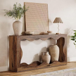 Konsolentisch Aus Holz, Flurtisch Hinter Sofa Mit Retro Holz Textur, Minimalistischer Stil Konsole F&uuml;r Flur, Wohnzimmer