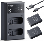 K&F CONCEPT EN-EL14 aku (2 tk) ja intelligentne topelt USB-laadija Nikon D3500 D5600 D3200 D3300 D3400 D5500 Coolpix P7800 P7700 P7200 P7100 P7000 jaoks