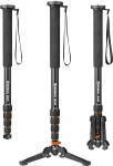 Einbeinstativ, Moman MA65 Kamera Stativ mit F&uuml;&szlig;en Aluminium Reisestativ DSLR Monopod Kompakter Tragbarer Fotografie Einbein-Stative 5 Abschnitte bis zu 165cm Nutzlast 10kg, Schwarz Orange