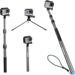 Smatree S3C Detachable Extendable Carbon Fiber Float Pole with Tripod Compatible for GoPro Hero 12/MAX/GoPro Hero 12/11/10/9/8/7/6/5/4/3 Plus/3/GoPro Hero 2018/DJI OSMO Action 2