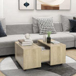FIRBNUS V&auml;ike elutoa laud 60 x 60 x 38 cm Kohvilaud K&otilde;rvallaud Puidust elutoa laud Stiilne disain Kohvilaud Kontorilaud Vastupidav pruunist puidust materjalist ja kambritega