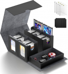 Commander Deck Box for MTG, 5-in-1 hoiukarp &uuml;le 400+ kaardi jaoks koos vaateaknaga, eemaldatava kaanega, kuubikupesa, kauplemiskaardi tasku TCG ja PTCG spordikaartide jaoks (must, hall)
