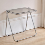 Drop Leaf Acryltisch mit Metallrahmen - Faltbarer Multifunktions-Schreibtisch f&uuml;r Arbeit, Studium, Esszimmer, Kompakter Erweiterbarer Beistelltisch f&uuml;r Zuhause