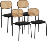 IDMarket - 4 musta metallist ja punutud seljatoega Vintage Clotilde toolide komplekt s&ouml;&ouml;gituppa