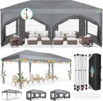 COBIZI Gazebo 3 x 6 kokkupandav Gazebo Veekindel Stabiilne talvekindel kokkupandav peotelk koos 6 k&uuml;lgpaneeliga Pop Up Garden Gazebo UV-kaitse 50+ k&otilde;rgus reguleeritav rannas pulmade telkimiseks Hall