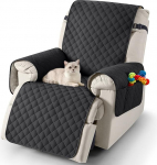 TAOCOCO Funda de sof&aacute; Recliner, tugitooli kate koos k&auml;etugede ja taskutega, tugitooli kate koos kummipaelaga (1 iste, must)