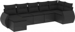 7-teiliges Garten Lounge Set Schwarz aus PE-Rattan 62x62x69 cm Ecksofa Mittelsofa Couch mit Hocker Modernes Design Robust & Flexibel f&uuml;r Terrasse Balkon Innenhof