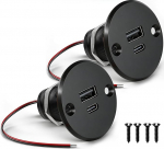 12 V USB pesa Caravan QC 3.0 ja PD 3.0, alumiiniumist USB sisseehitatud pesa 24 V haagissuvila, haagissuvila, haagissuvila, veoauto, paat, auto (2 tk)
