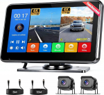 Hikity 9-32 V digitaalne tagurduskaamera x 2 monitori komplekt, 7-tolline 1080P IPS monitor IP68 veekindel &ouml;&ouml;vaatlus tagantj&auml;rele Kaamera DIY parkimisjuhi rida matkaautodele, haagistele ja veoautodele