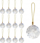 Pakett 12 kristallklaasist j&otilde;ulukaunistusi, 3,8 cm Mini &uuml;mmargune prisma lille j&otilde;ulupuu kaunistused, rippuv ornament pulmapeo kodukaunistuseks (kristallselge)