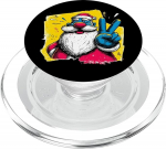 Weihnachtsmann Friedenszeichen Retro Pop Charakter Grafik Kunst lustig PopSockets PopGrip f&uuml;r MagSafe