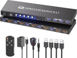 HDMI KVM Switch 5 PC 1 Monitore, 4K60Hz USB 3.0 5 Port KVM Switch f&uuml;r 5 Computer Teile Sie 1 Satz Tastatur, Maus und 1 Monitor