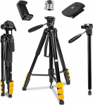 KODAK PhotoGear 2-in-1 Tripod and Monopod | Lightweight 70 Inch 4-Piece Flip-Lock Aluminium Tripod Converts to 65 Inch Monopod | Quick Release Plates